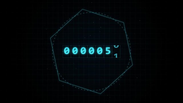 Digital odometer counter cycling through numbers on a dark background