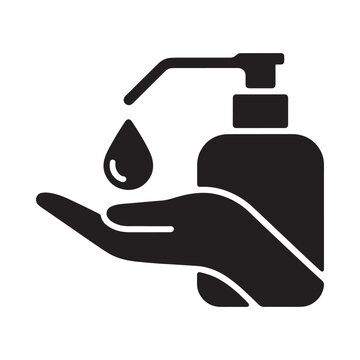 Hand Sanitizer Dispensing Icon Black Silhouette On White Background