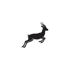 Fototapeta premium This vector art features a stylized black silhouette of a springbok antelope leaping gracefully.