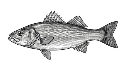 Fototapeta premium Freshwater Fish Vintage Engraved Ink Sketch Illustration