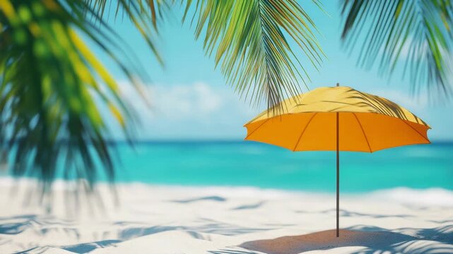 Enjoying a sunny day at the beach under the shade of a vibrant yellow parasol.