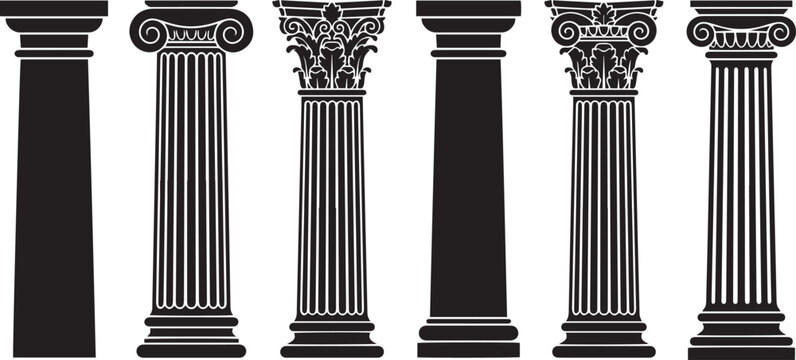 Ancient Classical Greek and Roman Architectural Columns Set