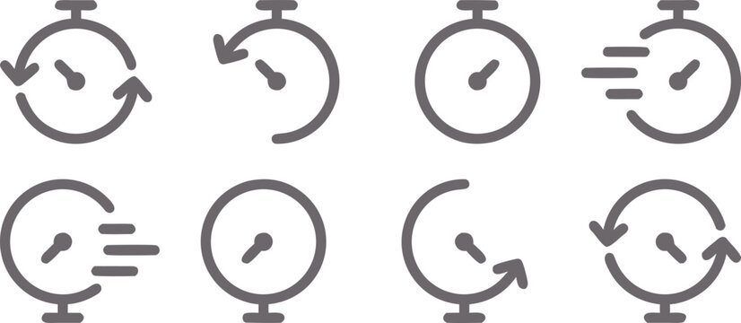 Loading spinner icon set with circular progress indicators. Modern refresh and symbols for apps, websites and user interfaces. Clean vector animation elements.