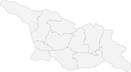 Fototapeta premium Light gray political map of Georgia country with regional administrative divisions