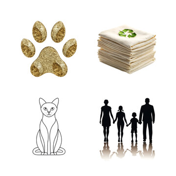Eco friendly pet care and family lifestyle isolated on transparent background