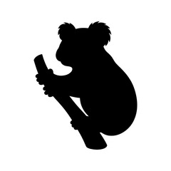koala, bear, silhouette, vector, black, cute, animal, phone isolated on White Background Silhouette © MSTSUMI