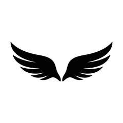 Fototapeta premium Black wing icon, wing symbol, feather illustration, freedom graphic