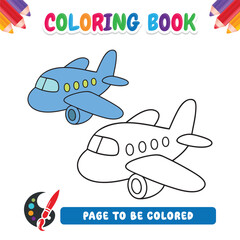 Naklejka premium Kids Coloring Book Page Airplane Outline Vector Illustration for Coloring