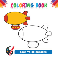 Kids Coloring Book Page Blimp Outline Vector Illustration for Coloring © Rabbi