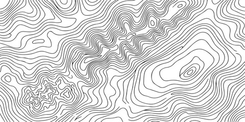 Monochrome Topographic Contour Background: Abstract elevation line pattern with fluid geographic curves © MD