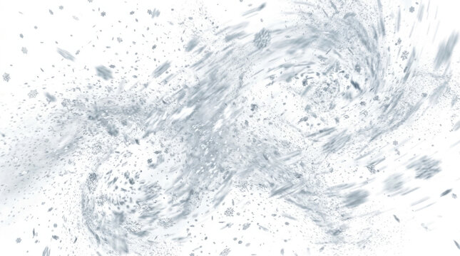Dynamic falling snow blizzard effect on white background