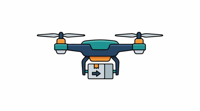 A drone with a gray box attached to the bottom