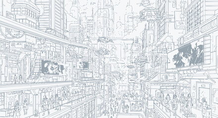 Obraz premium Cityscape, urban landscape, city illustration, vector city scene