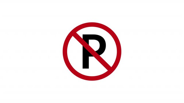 No Parking Signs Indicating Restricted Areas and Traffic Regulations for Vehicle Management, Parking ban animation, animation forbidden parking   in 4K with Alpha Channel