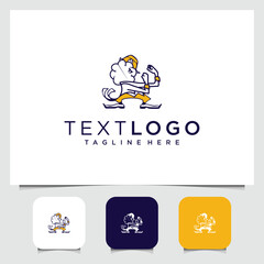 Fototapeta premium Cute mascot silhouette of a person boxing logo design template