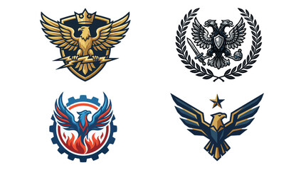 Fototapeta premium Set of heraldic eagle crest logos and emblem designs
