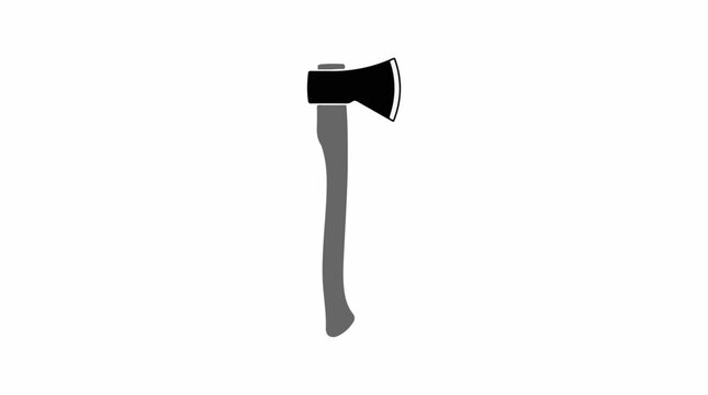 A large axe with a gray curved handle and a black head