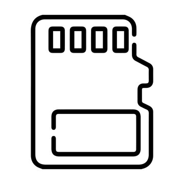 SD card memory storage digital data transfer outline line vector icon for website interface and UI design.