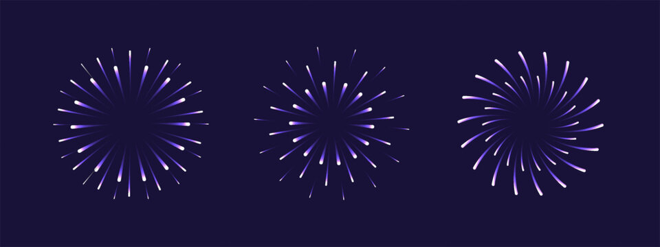 Firework celebrate isolated on purple background, new year 2027 sparkle fire. Happy icon celebration and 3d geometric work with pattern new display. Bright firework purple and confetti.