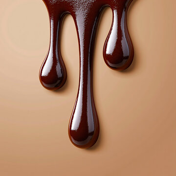 Glossy Chocolate Drips on Background  