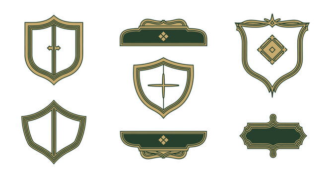 Vintage Ornamental Shields and Frames Icons - Vector Set