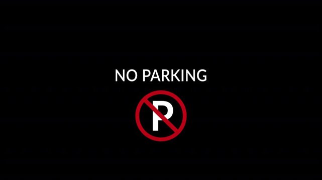  Red circle no parking sign animation . White P symbol represents restricted parking areas in urban environments. Animated no parking symbol for city traffic control in 4K with Alpha Channel