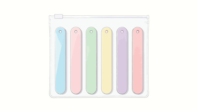 Six Pastel Glitter Bar Soap Samples in Clear Plastic Zipper Pouch: Minimalist Aesthetic Arrangement of Soft Blue, Pink, Green, Yellow, Purple, and Peach Colors