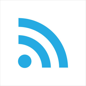 Light Blue RSS Feed Icon and Wireless Signal Symbol