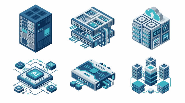 Isometric Technology Data Center Server Rack Design.