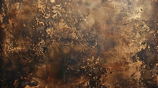 Aged brass oxidation patches close up