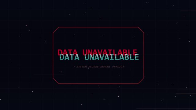 Digital interface glitch showing a system access error and data warning