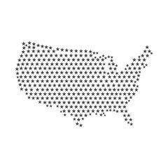 Obraz premium USA Map Made of Stars Vector Graphic - US 250th Independence Day Fourth of July Patriotic Silhouette USA Map Made of Stars Vector Graphic