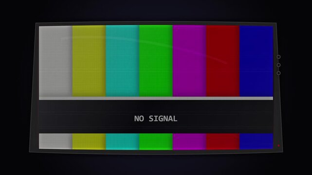 Digital Television No Signal Screen with Glitch and Color Bars Effect