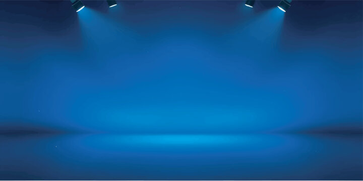 Blue stage spotlight motion background with glowing blue light beams, dark abstract texture, blur and shine, night sky inspired animated loop backdrop