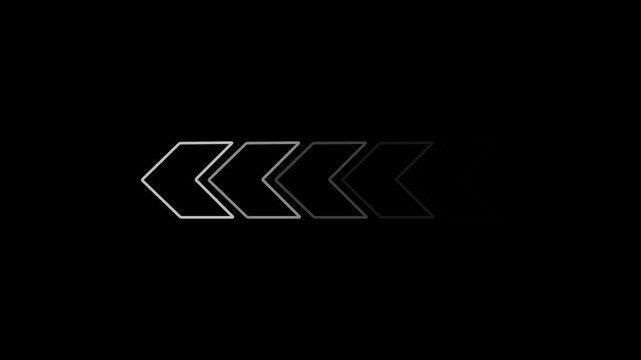 Fading Chevron Arrows Pointing Left on Black Background direction progress