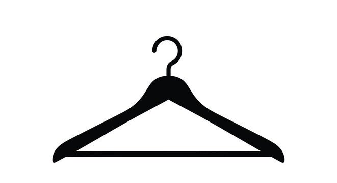 Black coat hanger silhouette on a white background