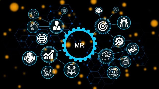 MR business and technology concept. Financial success concept on virtual screen. Business, Technology, Internet and networking concept. 4k animation video 