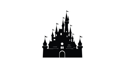 Castle Silhouette Against White Background Architectural Illustration © Munna