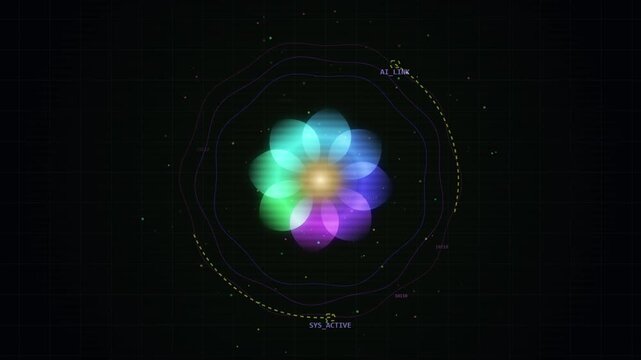 Digital Neural Network Artificial Intelligence Visualization HUD Motion