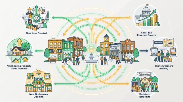 Urban Revitalization and Local Economic Growth Concept Infographic Vector Illustration