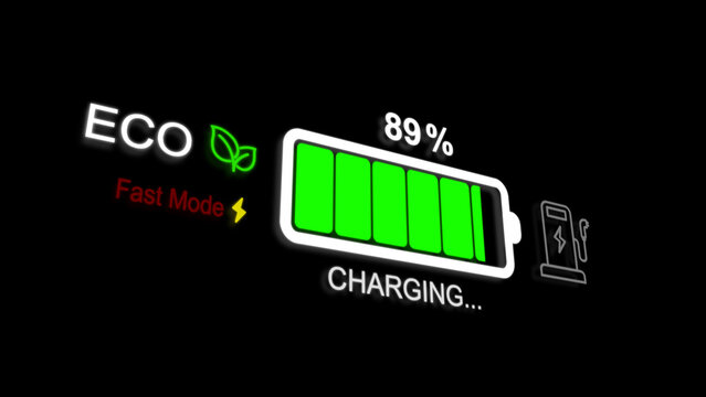 EV icon fast mode charging gauge front view dashboard display technology fast and quick high voltage system Futuristic interface simple