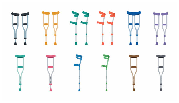 Crutches in various colors.
