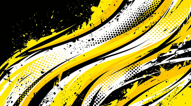 Yellow and white fluid grunge automotive wrap design