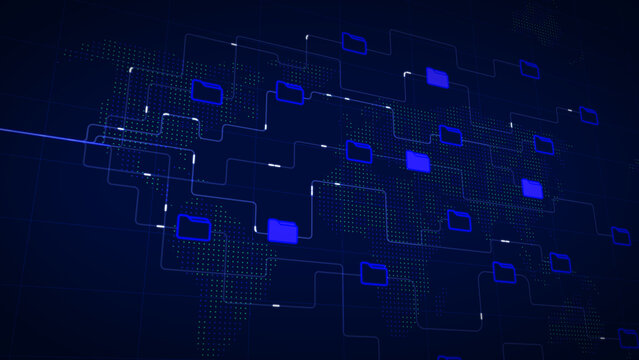 Folder files data transfer visual file data transfer line part data flow visualization copying files digital code