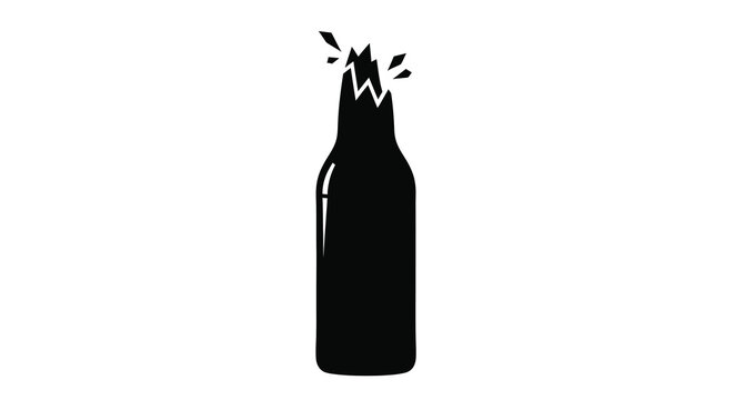 Broken bottle silhouette on a white background simple graphic design