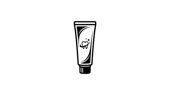 Black and white toothpaste tube illustration.