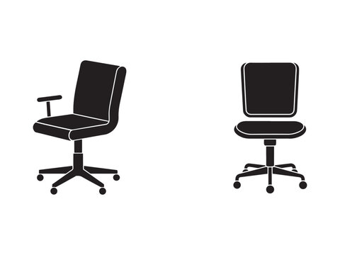  office chairs one with armrest and one without on white background  office furniture icons