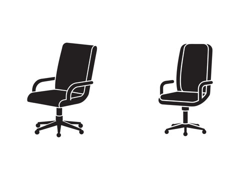 office chairs with armrests and wheels on white background  modern furniture design elements