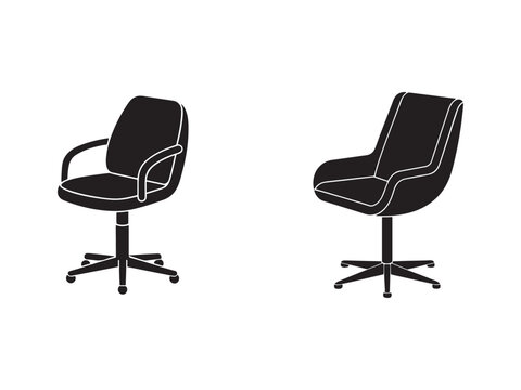 office chairs with wheels and adjustable height  one with armrest and one without  modern design
