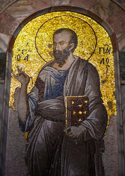 Mosaic of st Paul in the byzantine church of st. Savior in Chora, Edirnekapı, istanbul, Turkey
